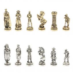 Шахматы "Рыцари" из мрамора и змеевика доска 28х28 см