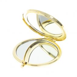 Зеркало карманное круглое из камня амазонит дымчатый кварц цвет золото