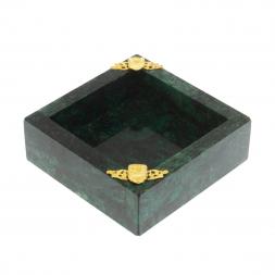 Пепельница квадратная из змеевика с накладкой 10х10х3 см