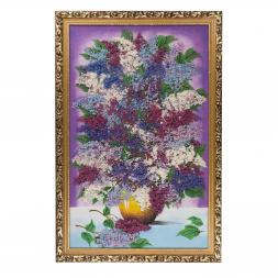 Картина &amp;quot;Душистая сирень&amp;quot; багет 89х59 см рисунок из каменной крошки