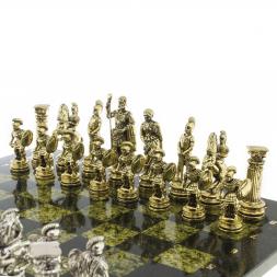 Шахматы настольные "Древний Рим" доска 44х44 см камень змеевик