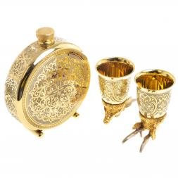 Подарочный набор &amp;quot;Олень&amp;quot; фляжка и 2 стопки перевертыша Златоуст