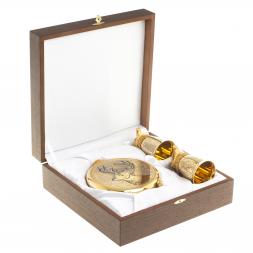 Подарочный набор &amp;quot;Олень&amp;quot; фляжка и 2 стопки перевертыша Златоуст