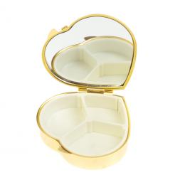 Таблетница &amp;quot;Сердце&amp;quot; с ящерицей на 3 отделения змеевик цвет золото