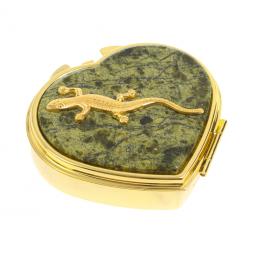 Таблетница &amp;quot;Сердце&amp;quot; с ящерицей на 3 отделения змеевик цвет золото