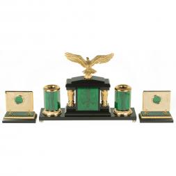 Настольный набор "Орел" малахит и долерит