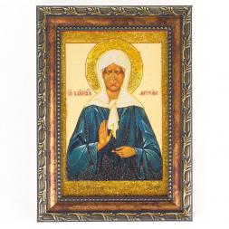 Икона Матрона Московская рамка багет 13х18 см, каменная крошка
