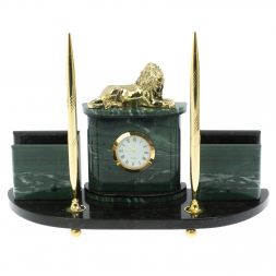 Письменный набор &amp;quot;Лев&amp;quot; из камня офиокальцит