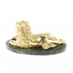 Статуэтка "Лев" из бронзы и шабровского змеевика