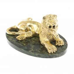 Статуэтка "Лев" из бронзы и шабровского змеевика