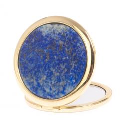Зеркальце из афганского лазурита круглое цвет золото