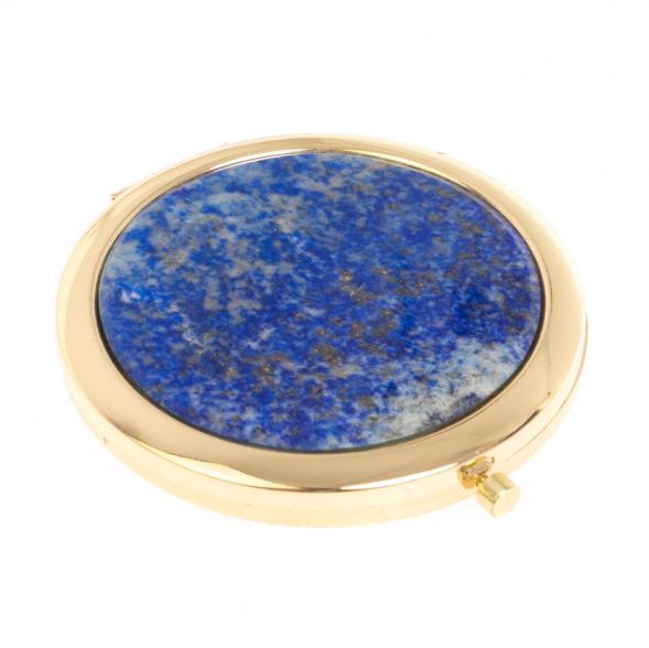 Зеркальце из афганского лазурита круглое цвет золото 121267