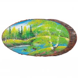 Панно на срезе дерева "Лето" горизонтальное 35-40 см