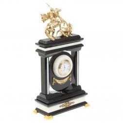 Часы &amp;quot;Георгий Победоносец&amp;quot; из мрамора и долерита с поворотным зеркалом