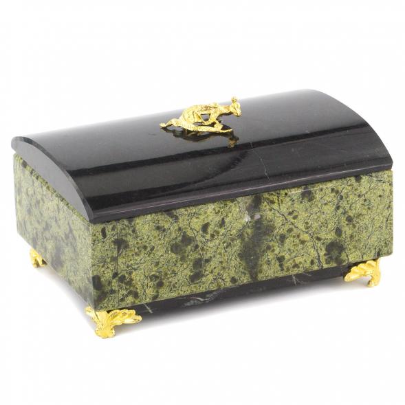 Шкатулка из камня &amp;quot;Сундук&amp;quot; большая змеевик 12,5х8х7,5 см 120234