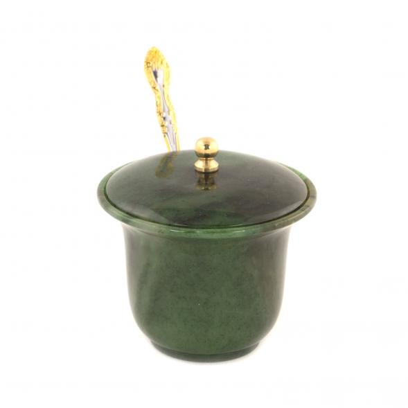 Сахарница из камня нефрит с ложечкой 121370