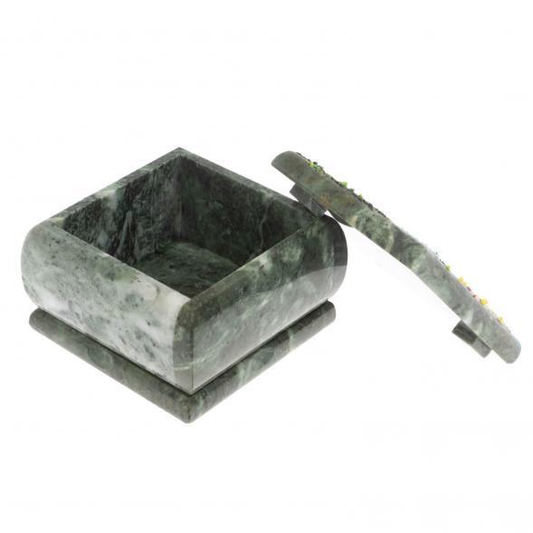 Шкатулка &amp;quot;Весенний пейзаж&amp;quot; камень змеевик 10х10х7 см 129667