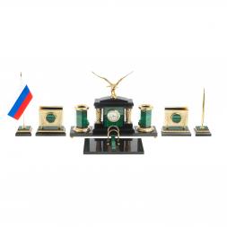Письменный набор "Парящий орел" из малахита Златоуст