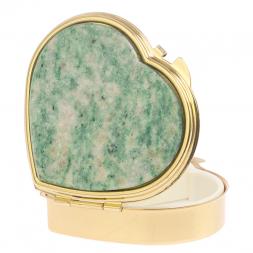 Таблетница &amp;quot;Сердце&amp;quot; на 3 отделения камень лиственит цвет золото