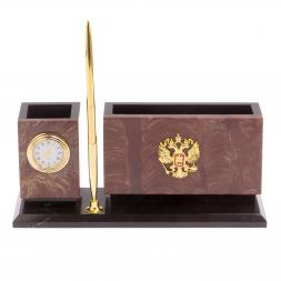 Письменный мини-набор &amp;quot;Герб России&amp;quot; камень лемезит