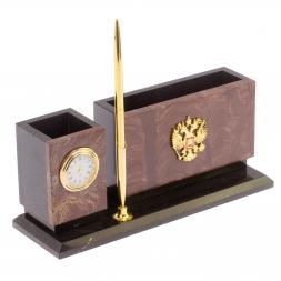 Письменный мини-набор &amp;quot;Герб России&amp;quot; камень лемезит