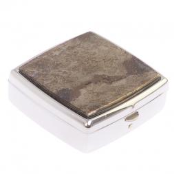Таблетница на 2 отделения камень борнит цвет серебро
