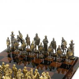 Шахматы &amp;quot;Богатыри&amp;quot; фигуры бронза доска 40х40 см из обсидиана