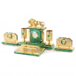 Настольный набор "Лев" малахит