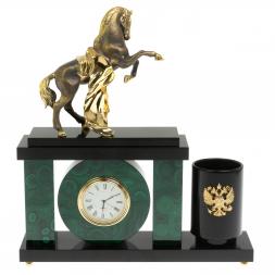 Настольный мини- набор из малахита &amp;quot;Конь с попоной&amp;quot;