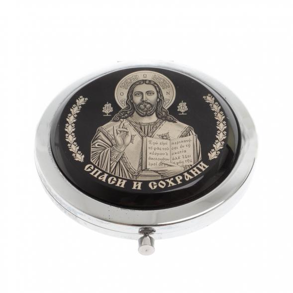 Зеркало с иконой &amp;quot;Спаси и сохрани&amp;quot; из черного обсидиана 129602