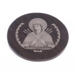 Икона в автомобиль "Семистрельная" на коричневом обсидиане 47 мм