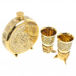 Подарочный набор &amp;quot;Рысь&amp;quot; фляжка и 2 стопки перевертыша Златоуст