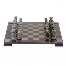 Шахматы с гравировкой "Турнирные" доска 36х36 см мрамор, змеевик