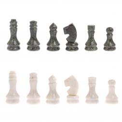 Шахматы с гравировкой &amp;quot;Турнирные&amp;quot; доска 38х38 см белый мрамор, змеевик