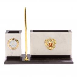 Письменный мини-набор &amp;quot;Герб России&amp;quot; камень мрамор