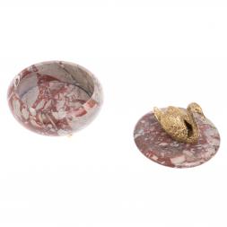 Шкатулка &amp;quot;Лебедь&amp;quot; с декором из бронзы камень креноид