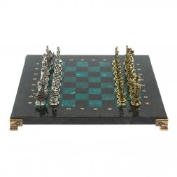 Шахматы "Троянская война" из змеевика доска 28х28 см