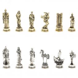 Шахматы "Троянская война" из змеевика доска 28х28 см