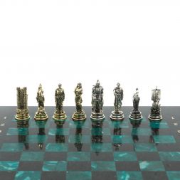 Шахматы "Троянская война" из змеевика доска 28х28 см