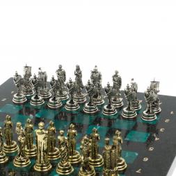 Шахматы "Троянская война" из змеевика доска 28х28 см