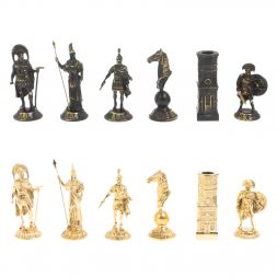 Шахматы подарочные "Спарта" фигуры бронза / мрамор, лемезит
