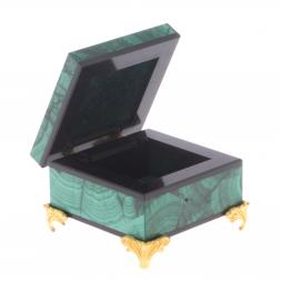 Шкатулка &amp;quot;Изящная&amp;quot; камень малахит 6х6х4 см