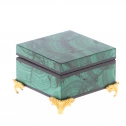 Шкатулка &amp;quot;Изящная&amp;quot; камень малахит 6х6х4 см
