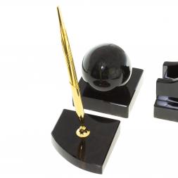 Письменный набор "Гордый лев" черный обсидиан