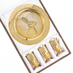 Подарочный набор "Заяц" тарелка и 3 стопки перевертыша Златоуст