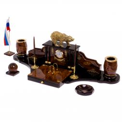 Настольный прибор "Медведь" из обсидиана