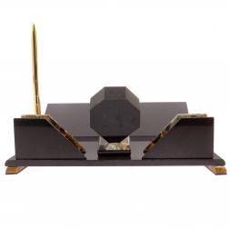 Письменный прибор &amp;quot;Эталон&amp;quot; с гербом РФ камень офиокальцит