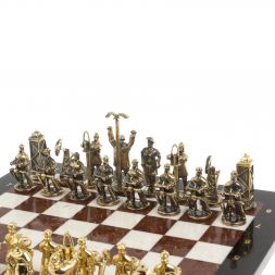 Шахматы подарочные &amp;quot;Нефтяники&amp;quot; 44х44 см лемезит мрамор