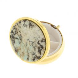 Таблетница на 3 отсека камень амазонит дымчатый кварц цвет золото