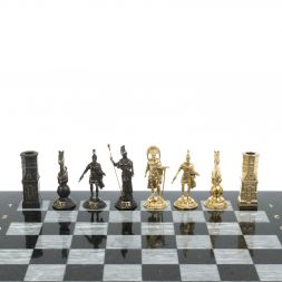 Шахматы из бронзы "Спарта" доска 40 х40 см / серый мрамор